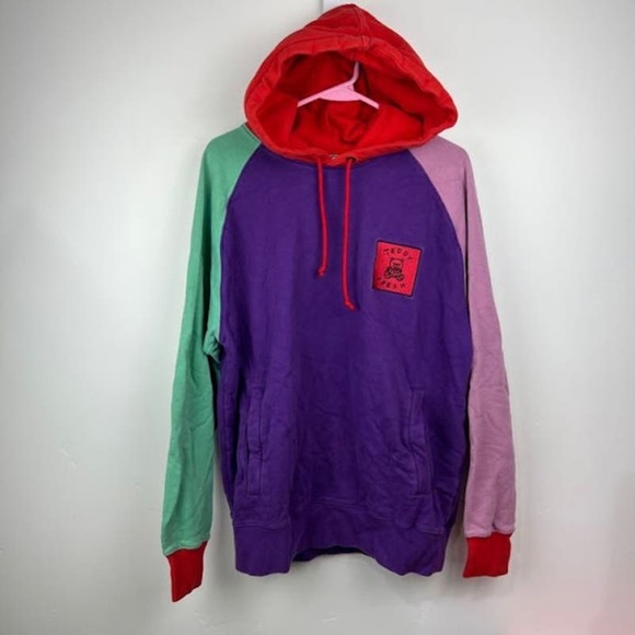 Teddy Fresh Colorblock Multi color 100% cotton Hoodie size medium - Picture 2 of 7